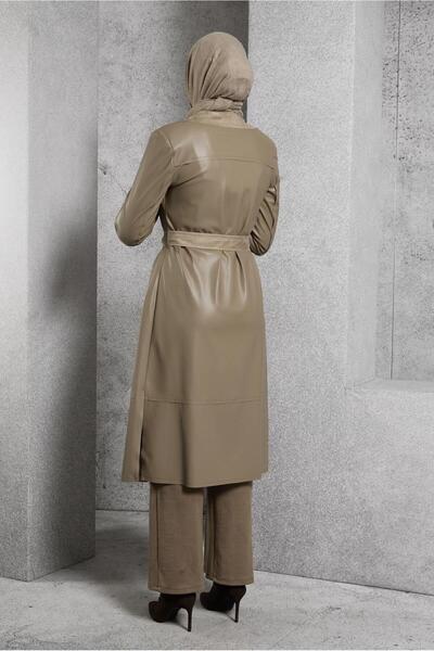 Alvina Faux Leather Belted Clothing - Çik 45277