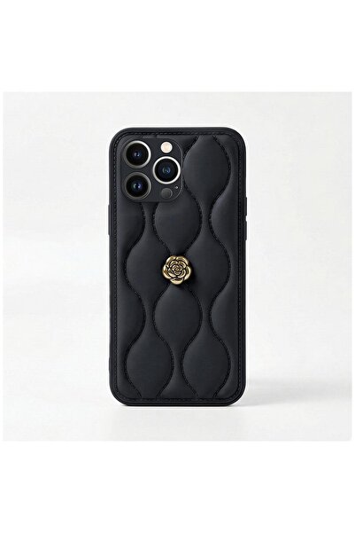 Zebana Apple iPhone 15 Pro Compatible Case Zebana Camellia Leather Case Black