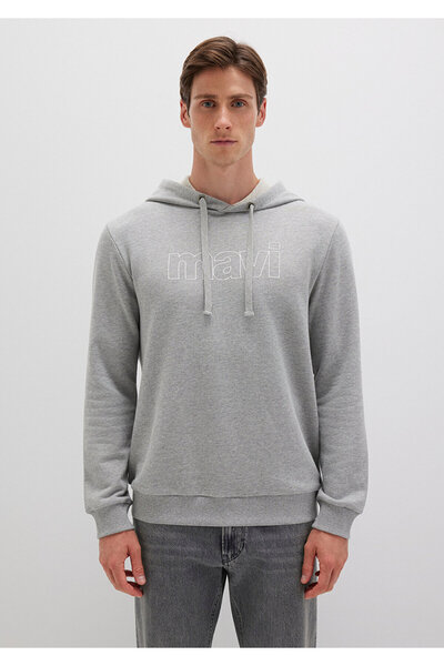 Mavi Φούτερ με λογότυπο με κουκούλα γκρι 065606-28387