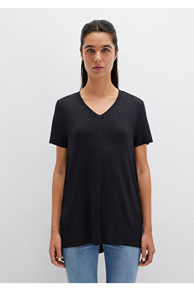 Mavi Μαύρο παχύρρευστο T-shirt με λαιμόκοψη - Loose Fit166775-900