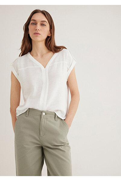 Mavi Weiße Bluse mit V-Ausschnitt 122504-30701