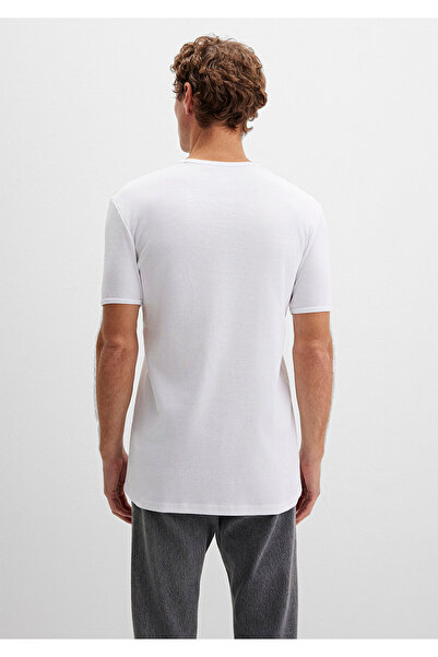 Mavi Weißes, figurbetontes T-Shirt mit Rippenmuster - 063747 -620