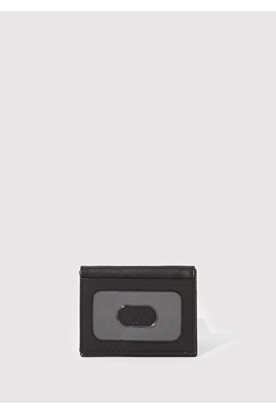 Mavi Black Leather Seal Logo Card Holder -092023-900