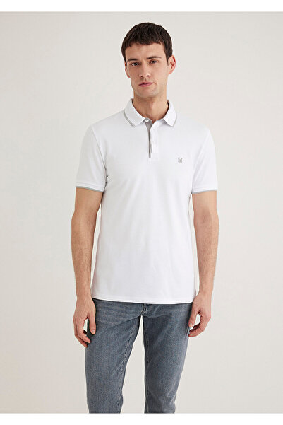 Mavi Bílé polo tričko – podrobný límec, vypasovaný střih062373-27879