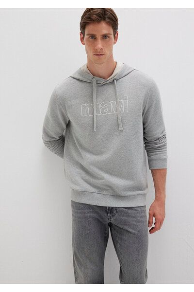 Mavi Φούτερ με λογότυπο με κουκούλα γκρι 065606-28387