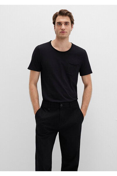 Mavi Schwarzes tailliertes T-Shirt - Nähte und Taschendetails, taillierter Schnitt062772-26341