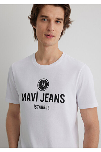 Mavi Jeans bedrucktes weißes T-Shirt Slim Fit / Slim Fit 066195-620