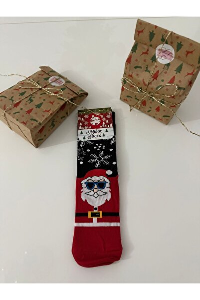 MIROX SOCKS Hediye Paketli Noel Çorabı Tekli Siyah