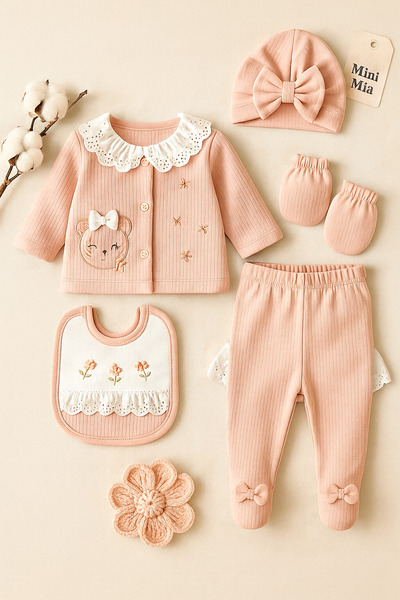 mia mia Newborn Lace Collar Baby Girl 5-Piece Boxed Set Baby Birth Gift Hospital Release