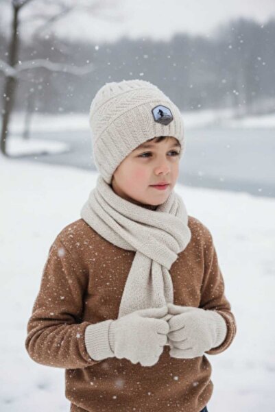Aware Time Kitti 9-15 Years Old Boys' Fleece Scarf, Beanie, Gloves 3-Piece Set
