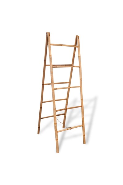 vidaxl سلم مناشف مزدوج بخمس درجات من الخيزران 50×160 سم