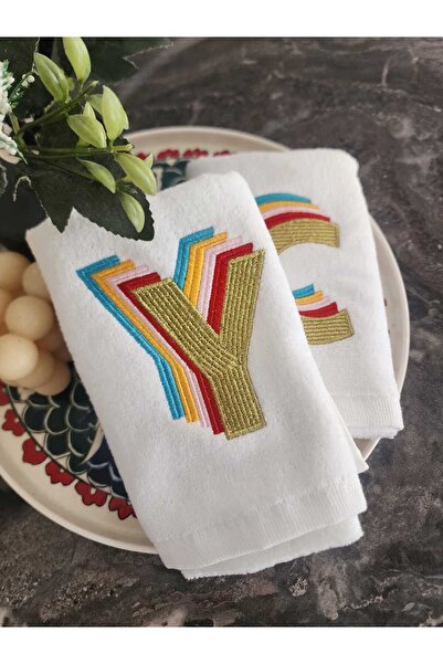 2Ddesign Kişisel Harf Nakışlı El Havlusu "y" Harfi
