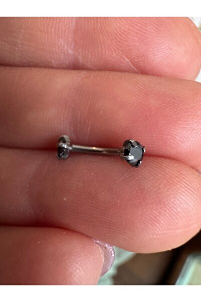Bylin Cerrahi Çelik Zirkon Taşlı Rook Piercing , Kaş Piercing, Muz Piercing - 8mm - 1 Adet