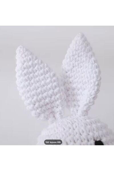 Pitikot Pitikot® Rattle and Teething Toy – Hand Crocheted Bunny with Wooden Ring