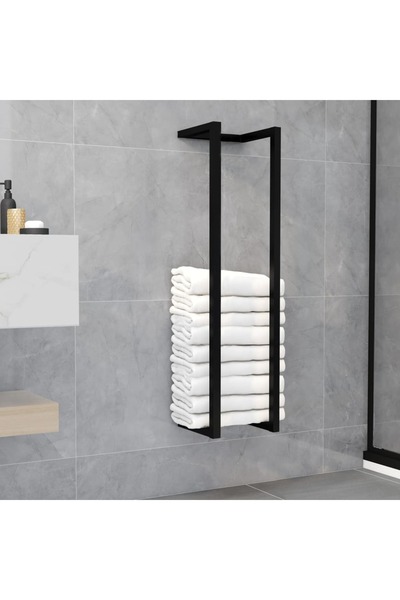 vidaxl رف مناشف أسود 25x20x95 سم حديد