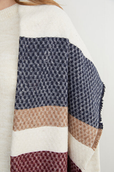 Fulla Moda Color Block Honeycomb Patterned Shawl