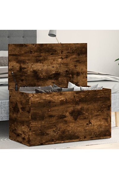 vidaxl Storage Chest Smoked Oak 84x42x46 cm Engineered Wood