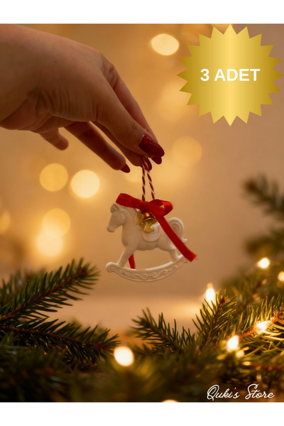 Qukis Store Sallanan At Figürü, Yılbaşı Süsü, 3 Adet