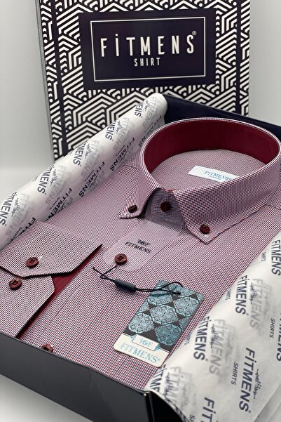 Fitmens قميص رجالي كلاسيكي بأكمام طويلة وياقة مربعة وأزرار مع علبة هدايا FS-0...