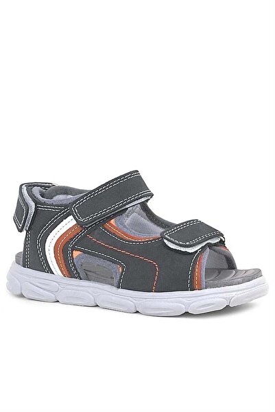 Rakerplus Сірий, помаранчевий, білий - дитячі сандалі з липучкою, виготовлені з натуральної шкіри
