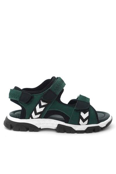 Rakerplus Genuine Leather Green Black Velcro Boys Sandals