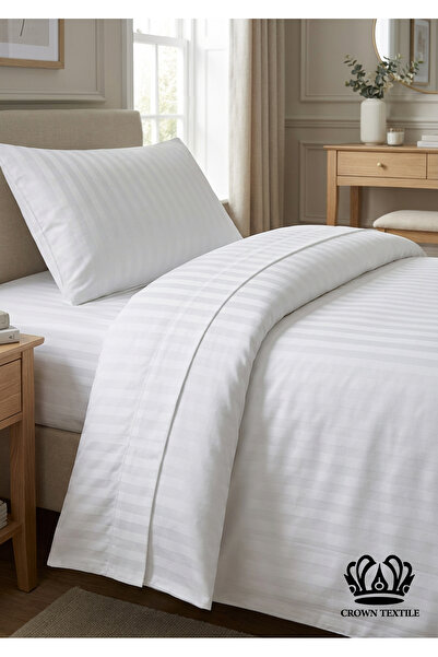 Crown Textile طقم لحاف فندقي 4 قطع مفرد من القطن بحشوة مايكروفايبر, مقاس الشر...