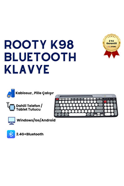 HZL Rooty Ultra İnce Çoklu Cihaz Bluetooth Siyah Beyaz Kırmızı Şık Türkçe Klavye Kolay Kullanım