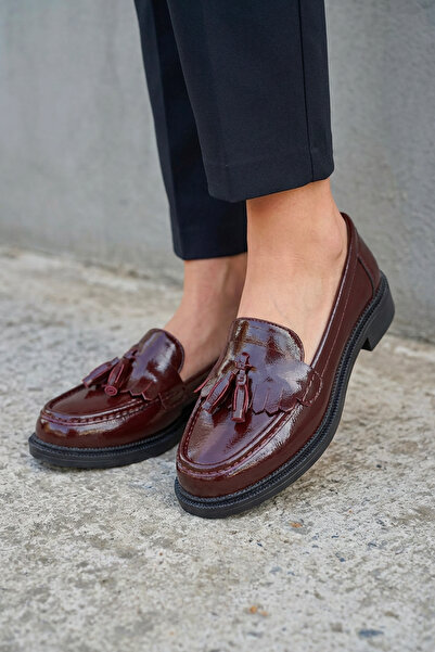 MARSEDO Дамски мокасини Ежедневни обувки Lipa бордо лачена кожа