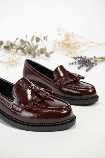 MARSEDO Дамски мокасини Ежедневни обувки Lipa бордо лачена кожа
