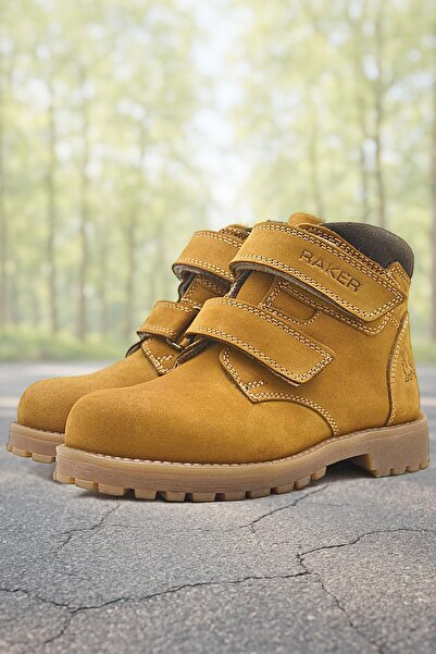 Rakerplus Cizme din piele naturală Sentor, galbene, cu velcro