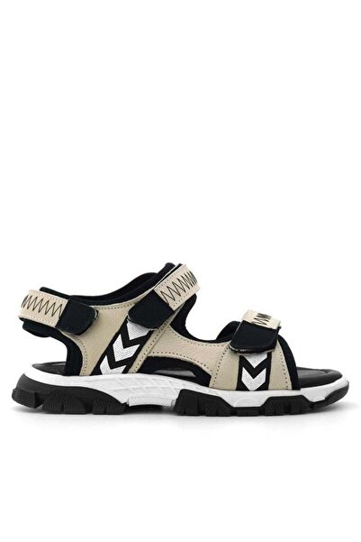 Rakerplus Αγορικά σανδάλια από γνήσιο δέρμα μπεζ μαύρο Velcro