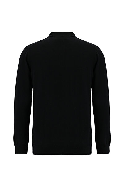 Abdullah Kiğılı Polo Neck Buttoned Embroidered Regular Fit Wool Knitwear Sweater