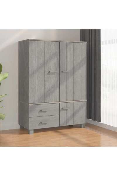 vidaxl خزانة ملابس هامار رمادي فاتح 99x45x137 سم من خشب الصنوبر الصلب