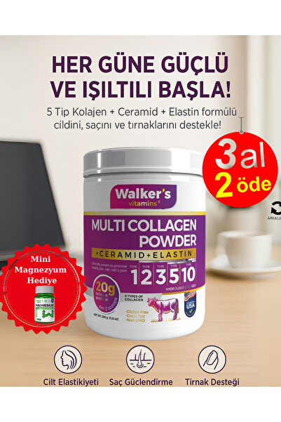 Walker's Vitamins Walker`S Double Hydrolyzed Collagen with 100% Pure and Natural Ceramide, Elastin, Cranberry, Collagen