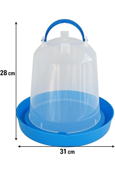 mastergold وعاء بلاستيكي شفاف لسقاية الطيور، سعة 6 لتر، بقاعدة متينة (أزرق، 6 لتر)
