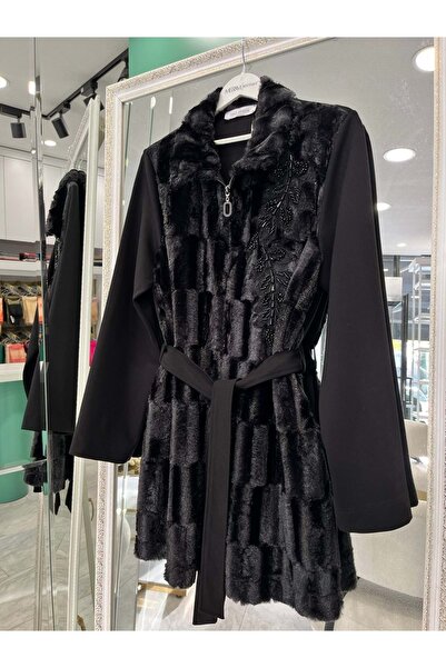 MRM MERAM BUTİK Hale Fourrure Angora Jacket - Black - 1