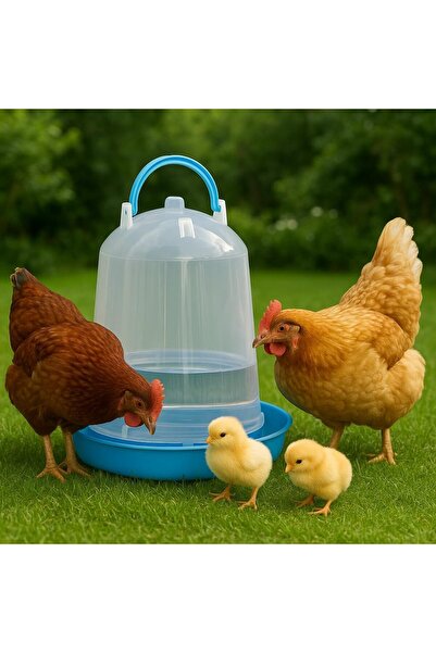 mastergold وعاء بلاستيكي شفاف لسقاية الطيور، سعة 6 لتر، بقاعدة متينة (أزرق، 6 لتر)
