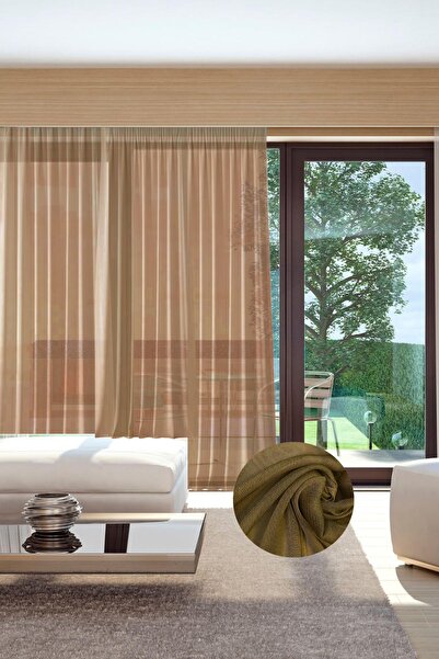 GOCCIA HOME Murcia Dökümlü Tül Perde Pilesiz Altın
