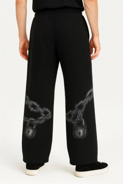 ARONA Mdb Men's Three Thread Cotton B Printed Pocket Jogger Buggy Pantalon O Oversized Mold Black