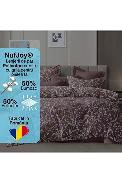 NufJoy Policoton 6-piece Double Bed Linen Set - Light Burgundy, 180x200