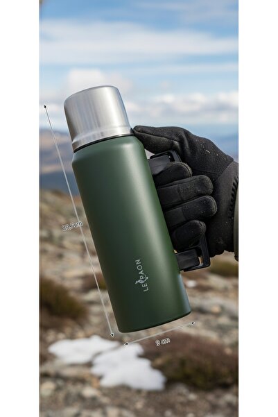 Le Paon 1 Lt. Paslanmaz Çelik Termos Katlanır Kulp Sızdırmaz 24 Saat Sıcak 48 Saat Soğuk BPA Free