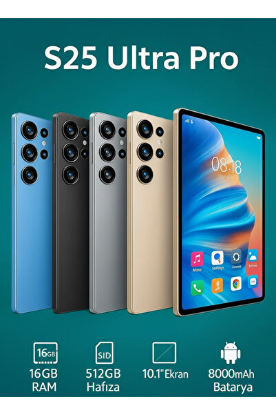 NEFFO S25 Ultra Pro Tablet Siyah – 10.1” FHD Ekran, 16GB RAM, 512GB Hafıza, Klavye Mause Hediyeli