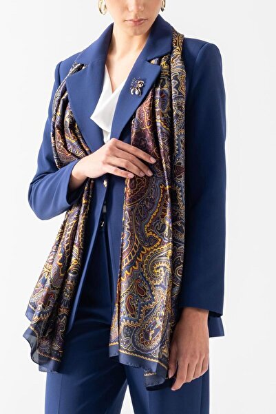 Spazio Cosimina Desenli Şal LACİVERT