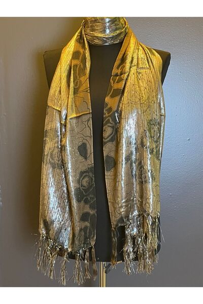 Gönülden Tasarım 160X55 Cm Design cu sclipici, maro bronz, eșarfă pentru femei
