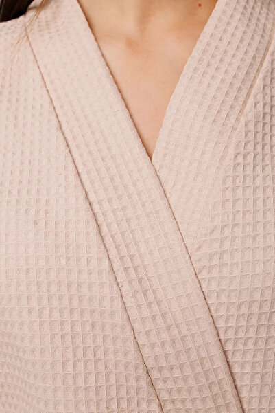 VAROL Μπουρνούζι με υφή πικέ καφέ γαλακτώδους χρώματος – Υπεραποθέματα εξαγωγής, One Size