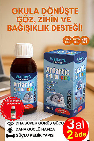 Walker's Vitamins Omega 3- Krill Oil Balık Yağı, Odaklanma , Büyüme, Omega 3 ...
