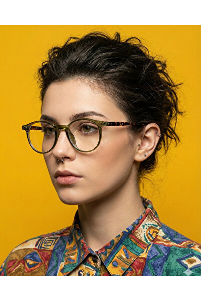 Corney Design Darcy Yuvarlak Yeşil Gözlük | Mavi Işık Filtreli, Blue Blocked,...