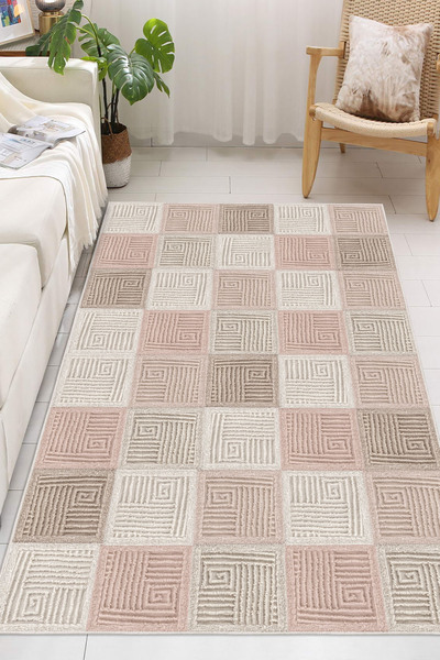 DOKURA HALI Modern Dijital Baskılı Halı Makinede Yıkanabilir Kaymaz Taban Otu...