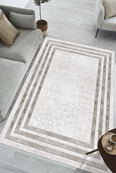 DOKURA HALI Modern Dijital Baskılı Halı Makinede Yıkanabilir Kaymaz Taban Otu...