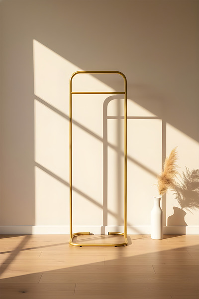 Metallica Concept Butik Dik Tekli Gold Konfeksiyon Askısı Ayaklı Askılık Elbise Askılığı